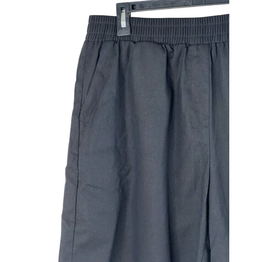 KANCY KOLE Womens Casual Shorts Size XL Elastic Waist Pull on Black Linen Blend